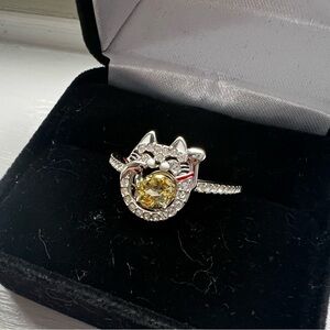 SWAROVSKI SPARKLING DANCE CAT RING, LIGHT MULTI-COLORED, RHODIUM PLATED